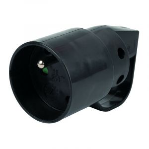 Dhome Fiche plastique 2p+t-10/16 a femelle noir avec anneau