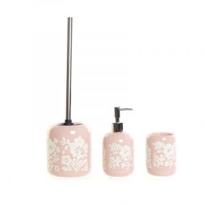 Dkd Home Decor - Ensemble de Bain 8 x 8 x 17,5 cm Céramique Rose Blanc