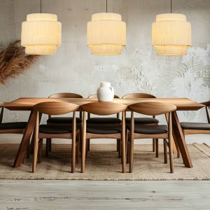 BRILONER - Lampe à suspendre avec abat-jour en raphia, 3x E27 douille, max. 10 W, Boho, aesthetic, lampe à suspendre, lampe de table à manger, lampe de salon, 116x25x128,5 cm, naturel