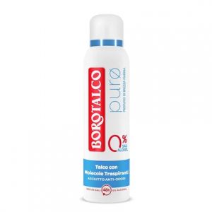 Borotalco Deodorant Pure Sea Breeze with Talc and Breathable Molecules Alcohol and Aluminum-Free Dry and Odor-Blocking 48h Effectiveness Sea Scent Unisexe