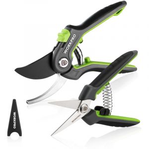 Jeu de S&eacute;cateur de Jardin Professionnel 2 Pi&egrave;ces (210mm/160mm), S&eacute;cateurs et Ciseaux de Jardinage, Plage de Coupe&Oslash;19mm/5mm, Secateur Fleurs pour