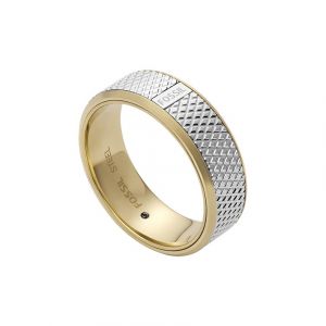 Image de Fossil Bague Pour Homme, Largeur : 7.4mm Bague En Acier Inoxydable Or Et Argent, JF04195998