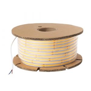 Ruban led Dimmable 220V cob Auto-redressement 560 LED/m bobine 50m 14W/m 1250lm/m silicone flex IC2 Largeur 10mm Coupe 10cm IP65 2700K Blanc chaud