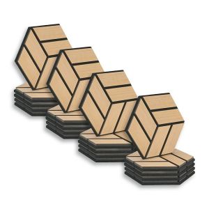 Homestyle4u - 20 Panneaux muraux 30x26 hexagone naturel bois