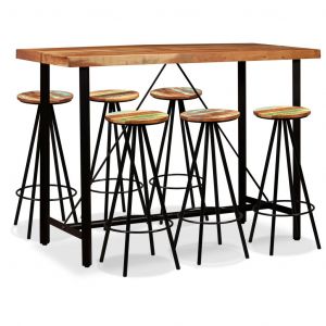 VidaXL Ensemble de bar 7 pcs Bois de Sesham massif et recyclé