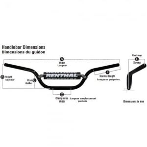 Renthal Guidon diam 22,2mm avec barre Classic Replica Ricky Carmichael titane/mousse noire