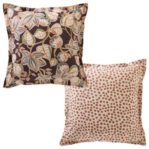 Taie d'oreiller volant r&eacute;versible en coton beige rose DR. GILI