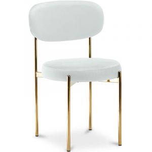 Privatefloor Chaise de salle à manger - Revêtue de Velours - Métal doré - Dahe Beige