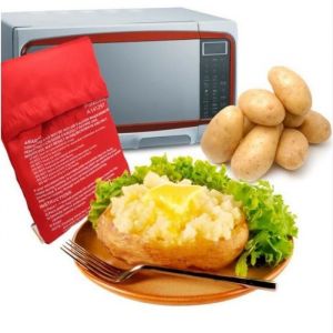 2pcs / Pack Rouge Cuiseur Lavable Sac De Pommes De Terre Au Four Micro-Ondes De Cuisson De Pommes De Terre Rapide Rapide