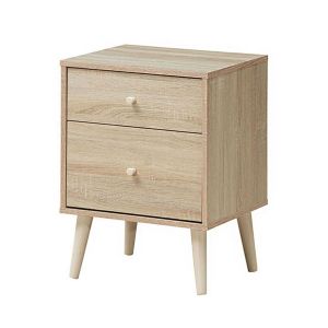 Coast Table de chevet - MDF - 2 tiroirs - 45 x 40 x 62 - Chêne