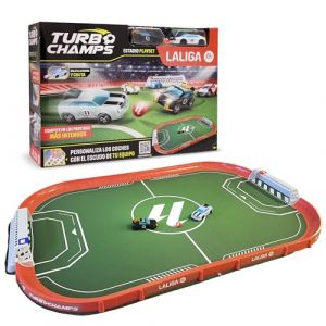 IMC Toys Turbo Champs LaLiga Stadio, avec 2 voitures exclusives, la passion pour le football se confond avec l'émotion des voitures, joue avec les voitures de la Ligue, jouet pour garçons et filles de 6 ans en