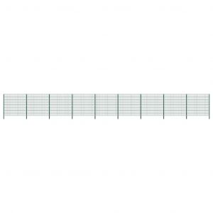 VidaXL Panneau de cl&ocirc;ture avec poteaux Fer 15,3 x 1,6 m Vert