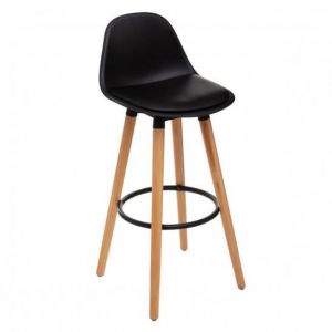 Image de Atmosphera Tabouret bar déco Maxon - Couleur: Tabouret bar déco Maxon Noir-Noir$Noir