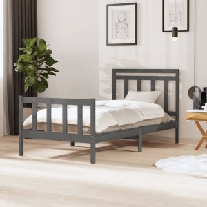 VidaXL Cadre de Lit Bois Massif Gris 100x200 cm