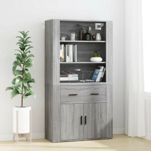 VidaXL Grand buffet suspendu en contreplaqué, finition gris Sonoma