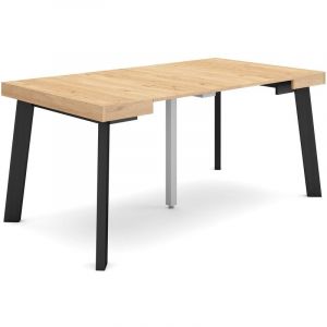 Skraut Home - Table console extensible, Console meuble, 160, Pour 8 personnes, Pieds en bois, Style moderne, Ch&ecirc;ne