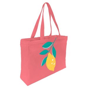 Draeger Tote bag coton imprim&eacute; citron