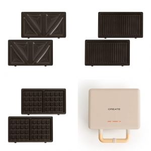 STONE STUDIO - Appareil &agrave; croque-monsieur, grill et gaufrier &agrave; plaques interchangeables