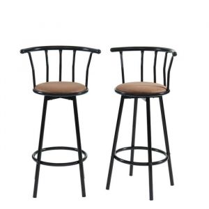 BA&Iuml;TA Lot de 2 tabourets BISTROT en PU Marron