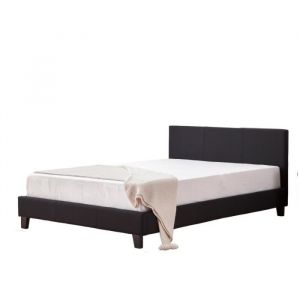 Lit 2 places 160x200 cm MELBOURNE Simili cuir noir sommier inclus