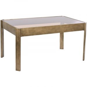 Alexandra House Living - Table Basse Métal Verre dorée - 102x62x53 cm