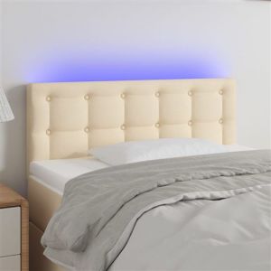 VidaXL Tête de Lit à LED Meuble de Chambre à Coucher Accessoire de Lit Simple Tête de Cadre de Lit Intérieur Crème 80x5x78/88 cm Tissu