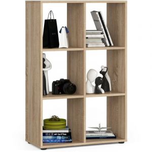 Bibliotheque QUAD Chêne Sonoma 70,5 cm façade Chêne Sonoma 6 étagères 70,5x33x109 cm