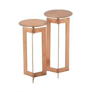 J-Line Lot de 2 sellettes rondes 30 cm en fer cuivré