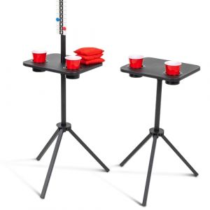 GoSports Tableau de Score Cornhole Tout Temps, Set de 2 Tables Scorecaddy en M&eacute;tal avec Porte-Gobelets, Tableau de Score Magn&eacute;tique pour Jeux de Plein Air, Noir