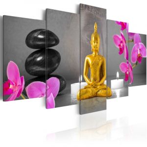 Image de Décoshop26 Tableau toile de décoration murale motif Zen golden bouddha 100x50 DEC110266/2