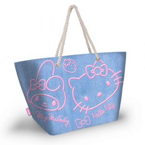 Karactermania Sac de Plage Soleil - Hello Kitty Denim - Bleu - Taille Unique