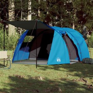 VidaXL Tente de camping tunnel 4 personnes bleu imperméable