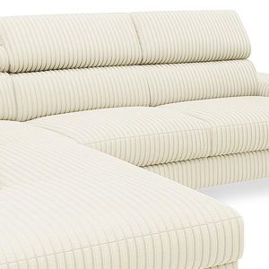 Canap&eacute; d'angle &agrave; droite avec t&ecirc;ti&egrave;res relevables Quentin Velours c&ocirc;tel&eacute; Beige