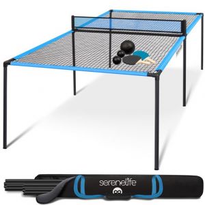Image de SereneLife Table de Ping-Pong Portable &ndash; Table de Ping-Pong Trampoline avec Cadre Acier Rev&ecirc;tu Anti-rouille-240 cm Complet, Jeu &ldquo;Hand Pong&rdquo; avec Raquettes & Balles, Int&eacute;rieur/Ext&eacute;rieur, Salon & Plage