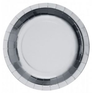 Santex Grande assiette métallisée argentée de 26cm en carton (x10) REF/7169