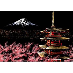 Peinture &agrave; gratter : Mont Fuji au Japon