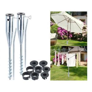 Royal Gardineer Lot de 2 manchons de sol universels en métal pour parasol à visser