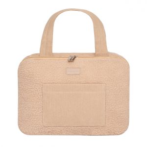 Trousse de maquillage suspendue polyester tissu teddy marron