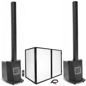 BST Pack Sono DJ 2 Enceintes colonne avec caisson 480W RMS 10/25cm MEGAMAX-TOWER Bluetooth TWS - Facade DJ pliable - Soirée Mariage
