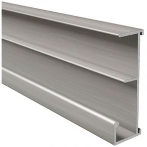 Rail aluminium &agrave; clipper sur tablette de 19mm pour dossiers suspendus, anodis&eacute; argent, lg 1000mm Homewell