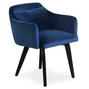 Image de Chaise à Accoudoir Scandinave en Velours Bleu DAISY