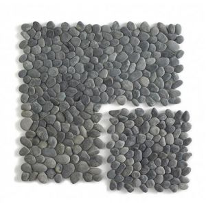 Pegane Carrelage de mosaïque (Boite de 1m²)/Galet de mer / Maille décorative aspect pierre coloris noir mat - 33 x 33 cm -