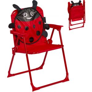 Relaxdays Chaise Pliante pour Votre Enfant, Coccinelle, H x L x P : 51,5 x 36 x 37,5 cm, pour l'extérieur, Multicolore