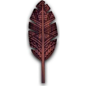 Ruedelafete Suspension déco FEUILLE Ethnique en bois FONCé 88cm