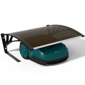 VOUNOT Garage de Tondeuse Robot 104x80x50 cm Abri pour Robot avec Pied en M&eacute;tal Tondeuse Protection Exterieur Contre Pluie UV et Intemperies Toit Rigide pour Jardin Pelouse Marron