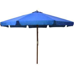 VidaXL Parasol avec mât en bois 330 cm Bleu azuré