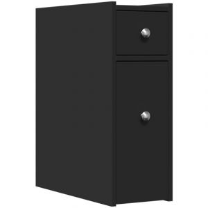 VidaXL Armoire De Salle De Bain Étroite Avec Roulettes Noir