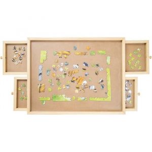 Mediashop Table puzzle jusqu'&agrave; 500 pi&egrave;ces - Avec 4 tiroirs extensibles - Planche &agrave; puzzle en bois - Espace et ordre pour un maximum de plaisir du puzzle - Facile &agrave; ranger - Plaisir de jeu pour adultes