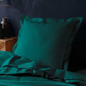 Douceur d'int&eacute;rieur, Taie d'Oreiller (63 x 63 CM) Lina Emeraude, 100 % Coton