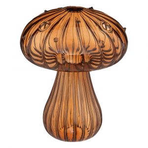 Déco Noël Petit Vase forme Champignon en Verre coloré H 12 cm
